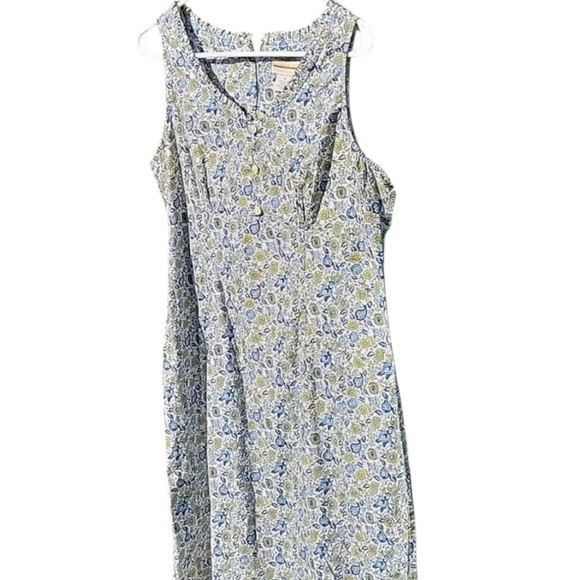 EUC Expressions50 Blue Floral Sleeveless Midi Dress Tones of Blue, Green, SZ 14 - Picture 1 of 16